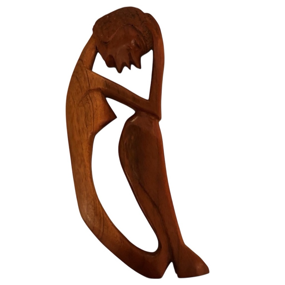 Hand Carved - Wooden Wall Art "Thinking Man"